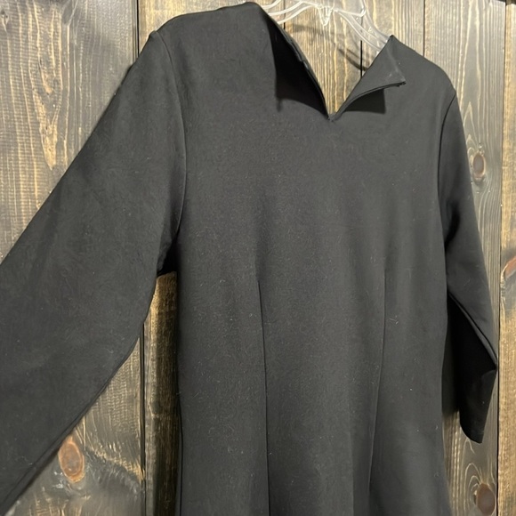 J. McLaughlin Catalyst Dress M Black 3/4 Sleeves Pockets Stretch Knee Length - Picture 7 of 11